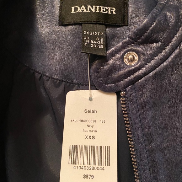 Danier Leather navy Selah jacket XXS - Picture 2 of 5